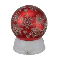 Northlight 6.5in Led Shiny Red Snowflake Water Tabletop Decoration Christmas Snow Globe