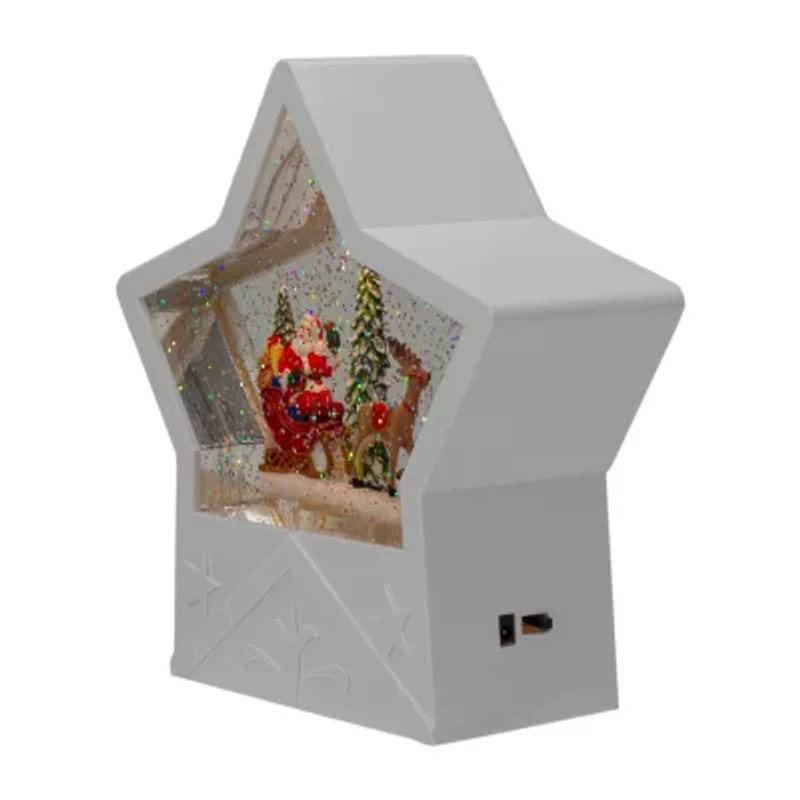 Northlight 7 In White Star Santa Christmas Snow Globe