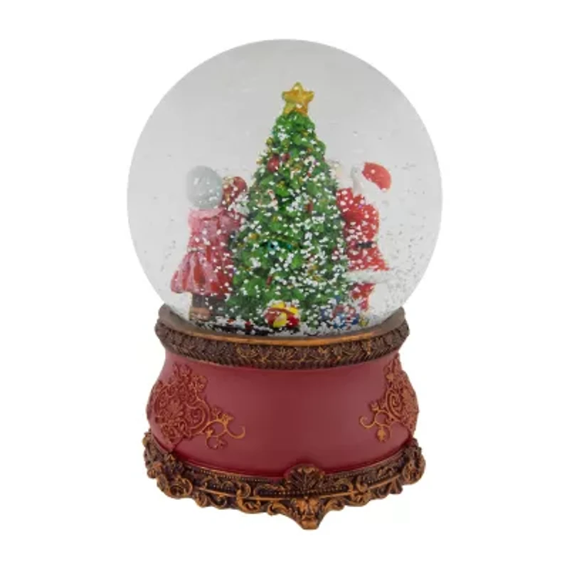 Northlight 6in Mr. & Mrs. Claus Decorating Christmas Tree Musical Water Santa Christmas Snow Globe