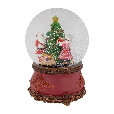 Northlight 6in Mr. & Mrs. Claus Decorating Christmas Tree Musical Water Santa Christmas Snow Globe