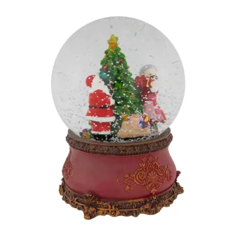 Northlight 6in Mr. & Mrs. Claus Decorating Christmas Tree Musical Water Santa Christmas Snow Globe