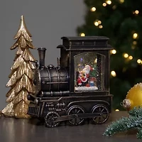 Northlight 6.75 In Black Train Santa Christmas Snow Globe