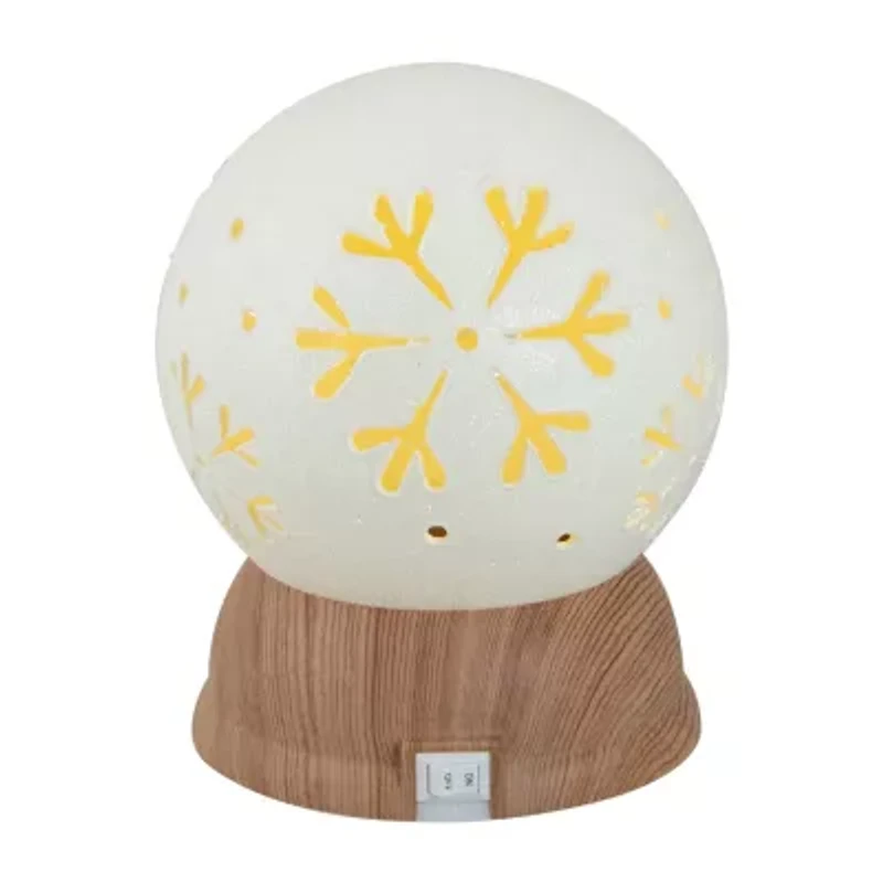 Northlight 6.5in White And Brown With Snowflakes Christmas Tabletop Decor
