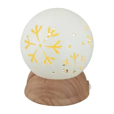 Northlight 6.5in White And Brown With Snowflakes Christmas Tabletop Decor