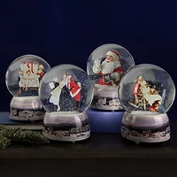 Northlight 6.5in Norman Rockwell Christmas Surprise Santa Christmas Snow Globe