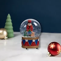 Northlight 6in Christmas Nutcracker With Teddy Bear Musical Water Santa Christmas Snow Globe