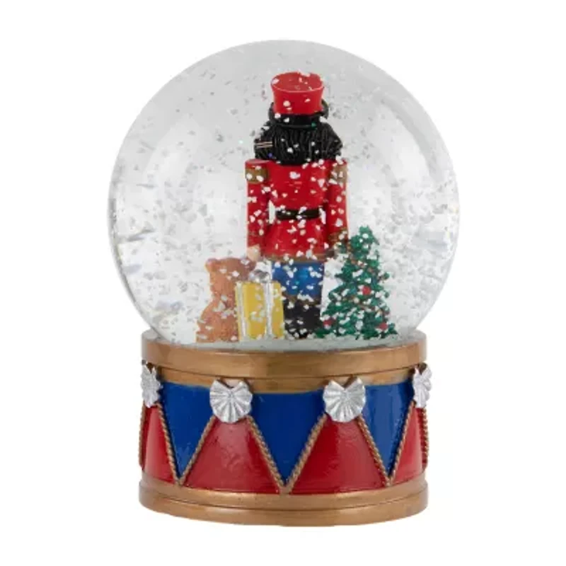 Northlight 6in Christmas Nutcracker With Teddy Bear Musical Water Santa Christmas Snow Globe