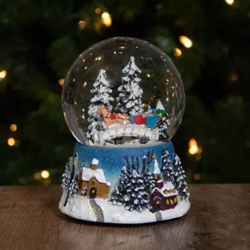 Northlight 5.75in Winter Forest Sleigh Ride Musical Christmas Christmas Snow Globe
