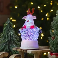 Northlight 8in Led Color Changing Reindeer Christmas Christmas Snow Globe