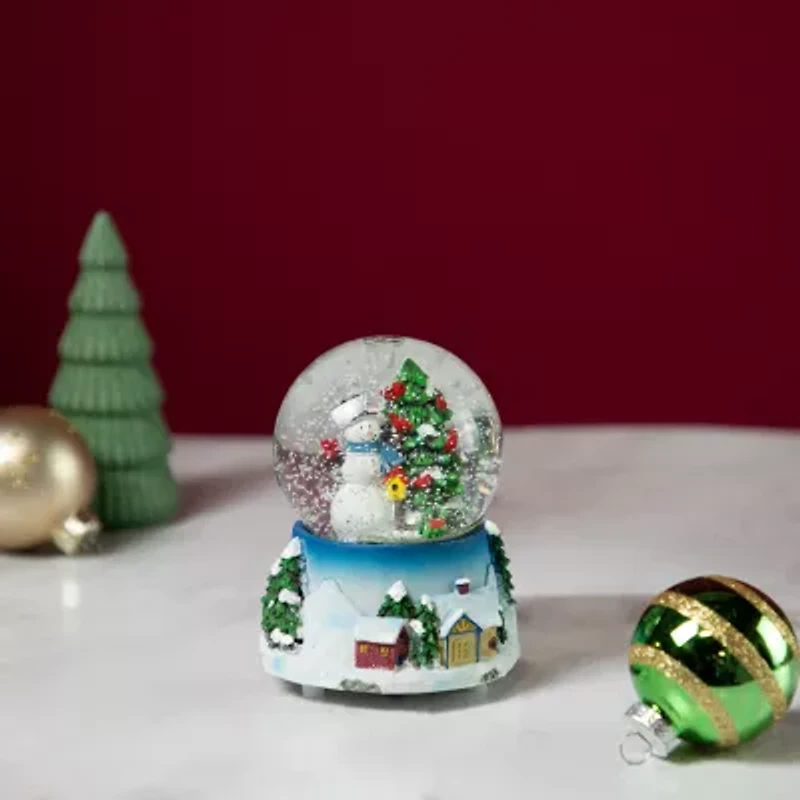 Northlight 4.75in Snowman With Cardinals Musical Christmas Tree Snowman Christmas Snow Globe
