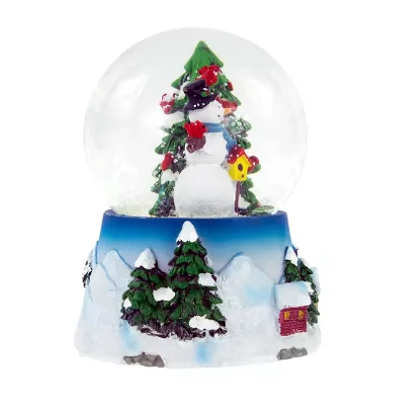 Northlight 4.75in Snowman With Cardinals Musical Christmas Tree Snowman Christmas Snow Globe