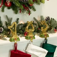 Northlight Glittered Gold Harp 7in 3-pc. Christmas Stocking Holder