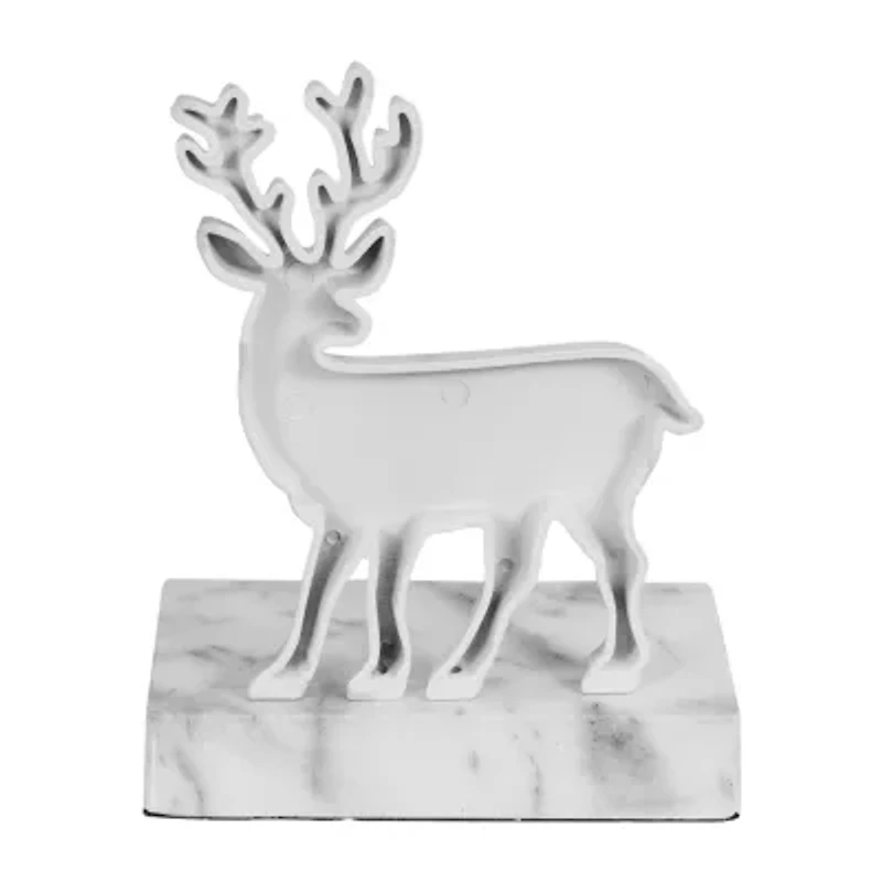 Northlight 7.5in White And Black Marbled Standing Deer Christmas Stocking Holder