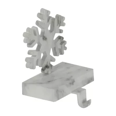 Northlight 7.25in White And Black Marbled Snowflake Christmas Stocking Holder