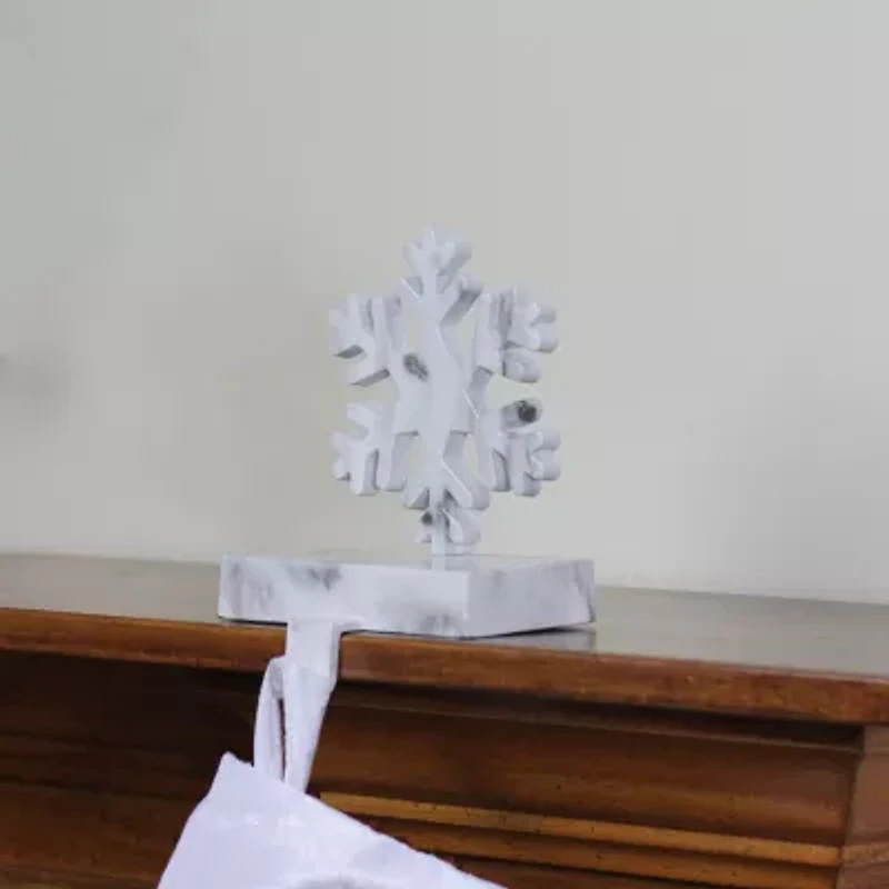 Northlight 7.25in White And Black Marbled Snowflake Christmas Stocking Holder