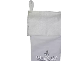 Northlight 20in White  With Silver Sequin Snowflake Christmas Stocking
