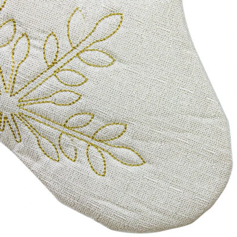 Northlight 20in White With Gold Snowflakes  With Cuff Christmas Stocking