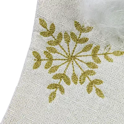 Northlight 20in White With Gold Snowflakes With Cuff Christmas Stocking