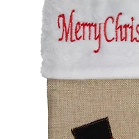 Northlight 19: Beige And Red Burlap Merry Snowman Christmas Stocking