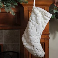 Northlight 18in White And Gold  With Sequined Trees Christmas Stocking