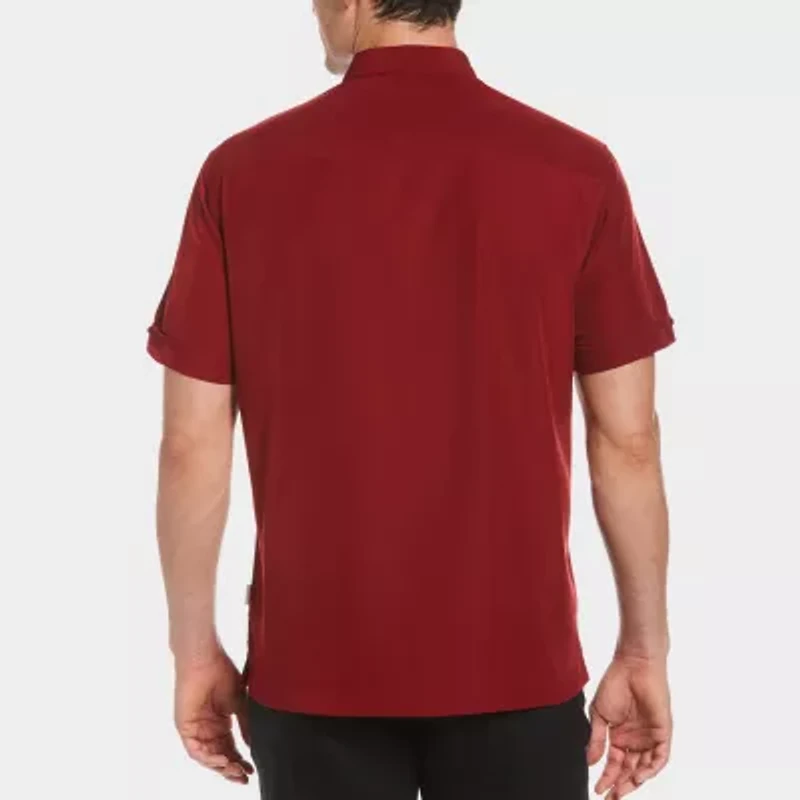 Cubavera Pick Stitch Mens Short Sleeve Regular Fit Button-Down Shirt