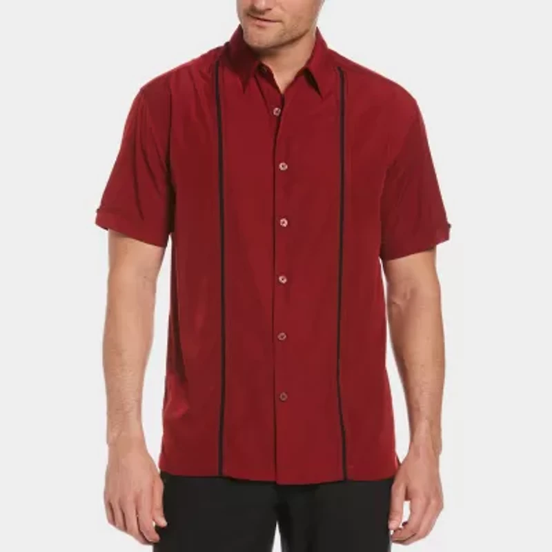 Cubavera Pick Stitch Mens Short Sleeve Regular Fit Button-Down Shirt