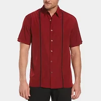 Cubavera Pick Stitch Mens Short Sleeve Regular Fit Button-Down Shirt