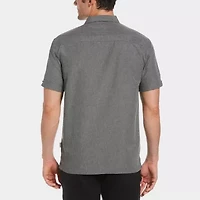 Cubavera Chambray Pintuck Mens Short Sleeve Regular Fit Button-Down Shirt