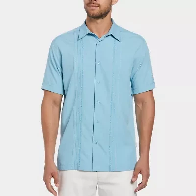 Cubavera Chambray Pintuck Mens Short Sleeve Regular Fit Button-Down Shirt