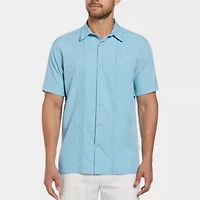 Cubavera Chambray Pintuck Mens Short Sleeve Regular Fit Button-Down Shirt