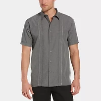Cubavera Chambray Pintuck Mens Short Sleeve Regular Fit Button-Down Shirt