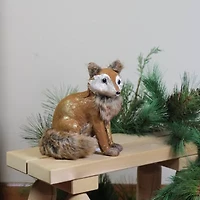 Northlight 10.25in Plush Brown Sitting Fox Animal Decoration Christmas Figurine