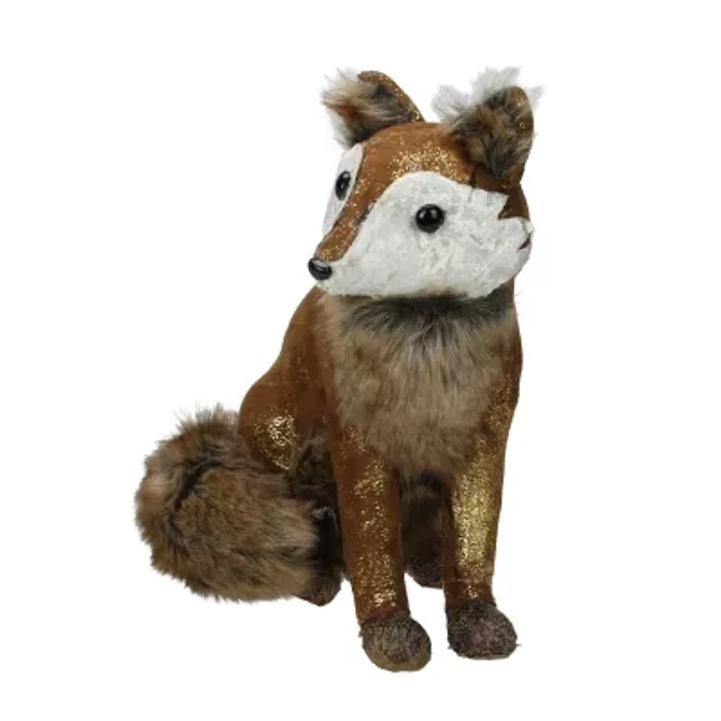 Northlight 10.25in Plush Brown Sitting Fox Animal Decoration Christmas Figurine