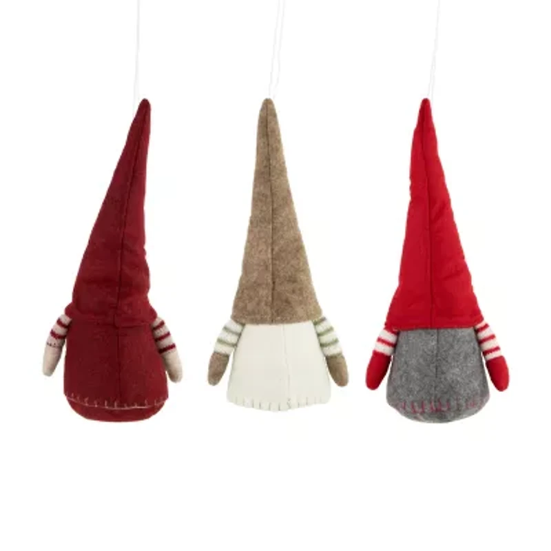 Northlight Set Of 3 Red And Gray Bearded Chubby Santa Christmas 10.5in Christmas Gnome