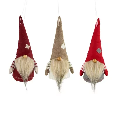 Northlight Set Of 3 Red And Gray Bearded Chubby Santa Christmas 10.5in Christmas Gnome