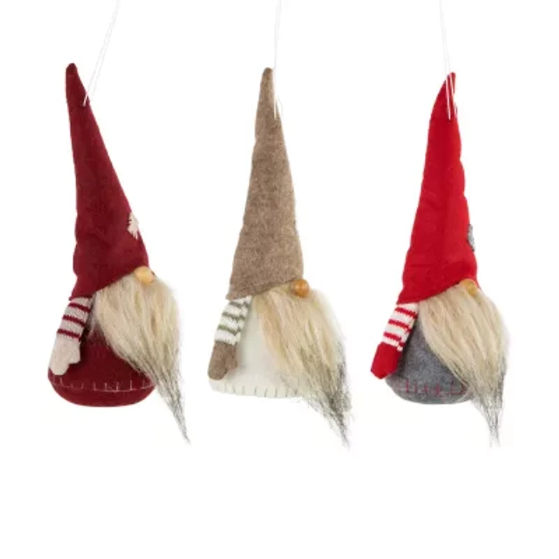 Northlight Set Of 3 Red And Gray Bearded Chubby Santa Christmas 10.5in Christmas Gnome