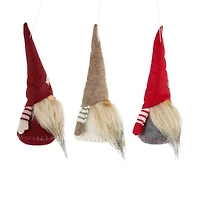 Northlight Set Of 3 Red And Gray Bearded Chubby Santa Christmas 10.5in Christmas Gnome