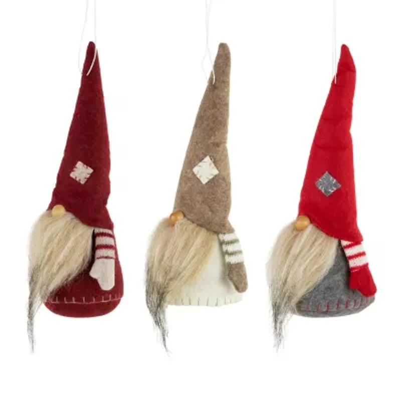 Northlight Set Of 3 Red And Gray Bearded Chubby Santa Christmas 10.5in Christmas Gnome