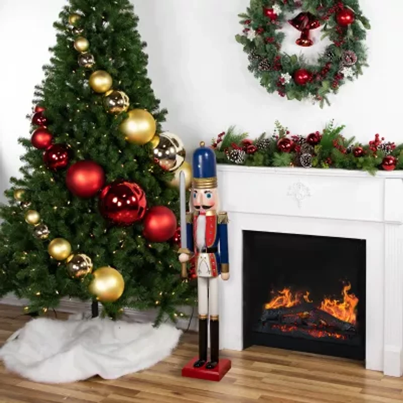 Northlight 48.25in Blue And White  Soldier With Sword Christmas Nutcracker
