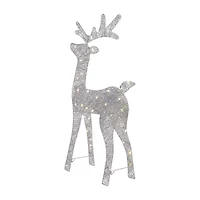 Northlight 39.5in Led Lighted Silver Glitter Reindeer Christmas Yard Art