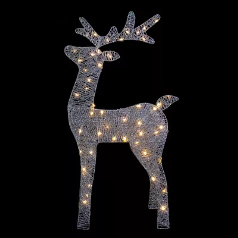 Northlight 39.5in Led Lighted Silver Glitter Reindeer Christmas Yard Art