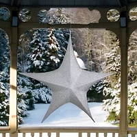 Northlight 44in Silver Tinsel Foldable Star Christmas Yard Art