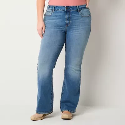 a.n.a Womens Plus High Rise Flare Leg Jean