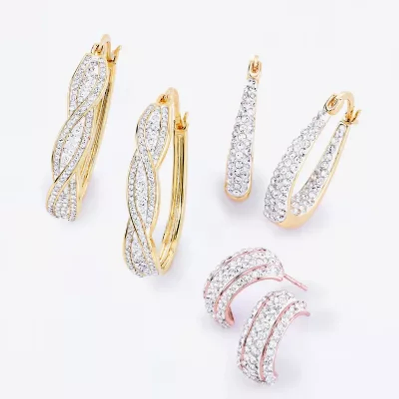 Sparkle Allure Womens Crystal 24K Gold Over Brass 28mm Hoop Earrings