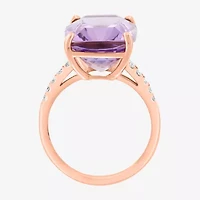 Effy Final Call Womens 1/5 CT. Genuine Purple Amethyst 14K Rose Gold Cocktail Ring
