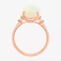 Effy Final Call Womens 1/7 CT. T.W. Genuine White Opal 14K Rose Gold Cocktail Ring