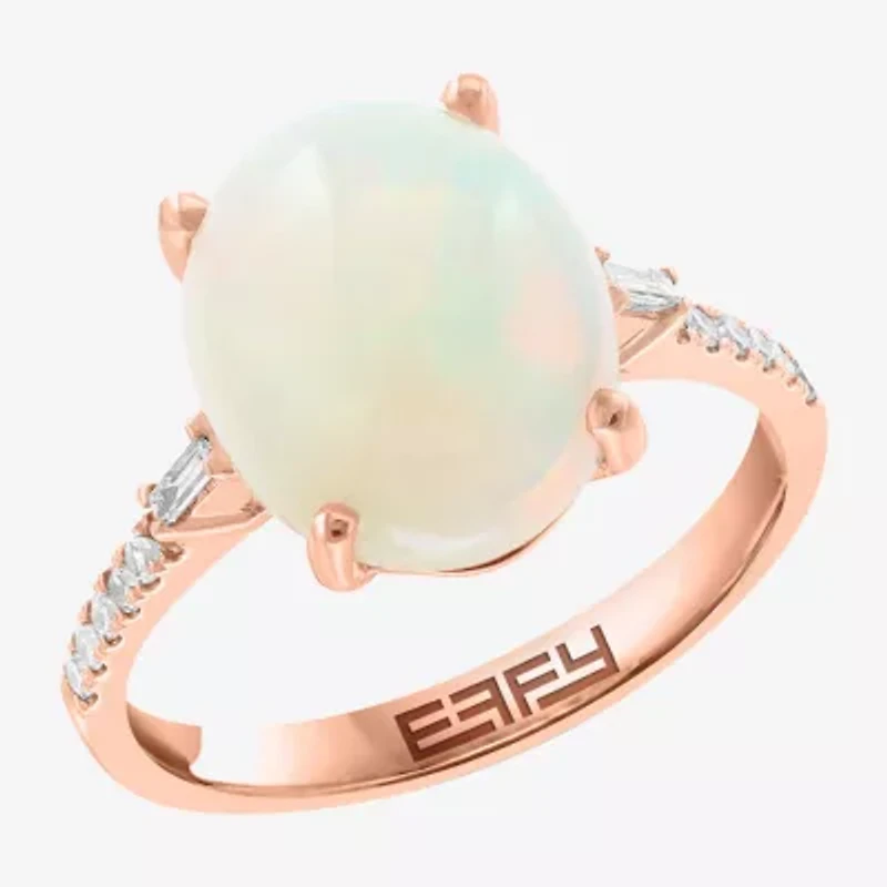 Effy Final Call Womens 1/7 CT. T.W. Genuine White Opal 14K Rose Gold Cocktail Ring