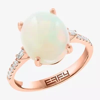 Effy Final Call Womens 1/7 CT. T.W. Genuine White Opal 14K Rose Gold Cocktail Ring