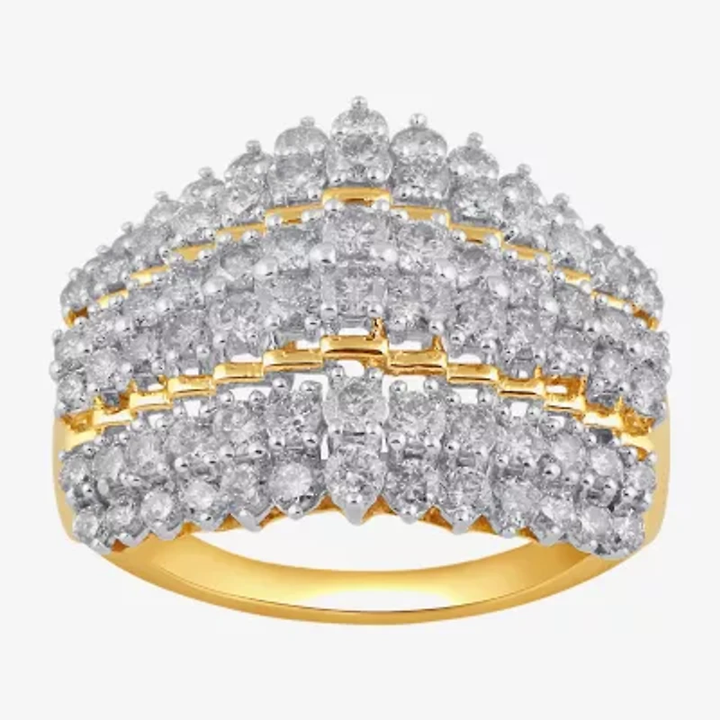 Womens CT. T.W. Lab Grown White Diamond 10K Gold Cocktail Ring