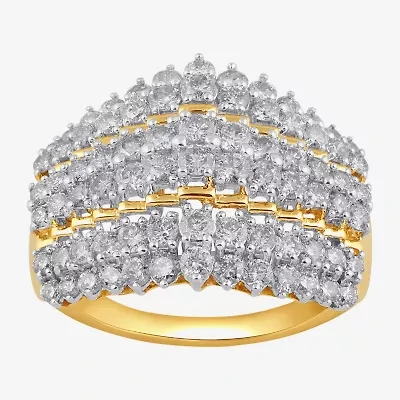 Womens CT. T.W. Lab Grown White Diamond 10K Gold Cocktail Ring